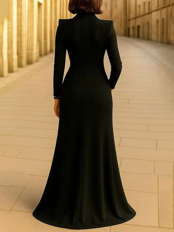 花嫁の母のためのパーティードレス Vネック 長袖 ボールガウン プリーツ ゲストドレス 結婚式用
