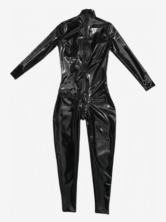 Damen PVC 3D Ganzkörper-Bodysuit Latex Elasitc Sexy Eng Kunstleder Öl Glänzend Bandage Bodycon Jumpsuit