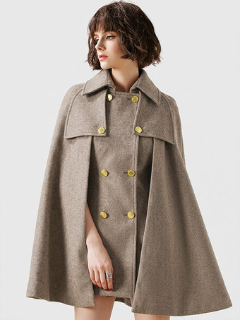 Kamel Damen Poncho aus roter Wollmischung übergroßer Cape-Mantel Winter-Oberbekleidung 2026