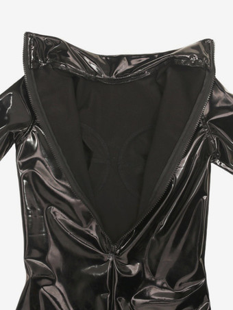 Damen PVC 3D Ganzkörper-Bodysuit Latex Elasitc Sexy Eng Kunstleder Öl Glänzend Bandage Bodycon Jumpsuit