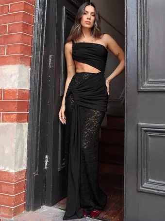 black two-piece dress casual Two-piece Set Knit Dress and Pants Black / Knit Ensemble/sleeveless Dress  Flared Pants /casual Matching Set / Knit Outfit Women