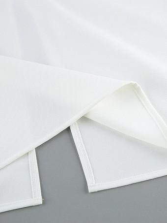 Ensemble deux pièces : boutons blancs col rond chic jupe sans manches.