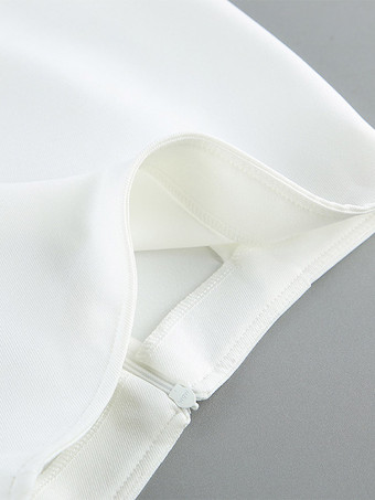 Ensemble deux pièces : boutons blancs col rond chic jupe sans manches.
