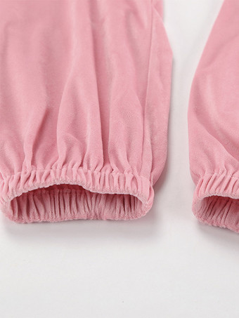 Ensemble deux pièces rose décontracté style streetwear col rabattu manches longues et pantalon