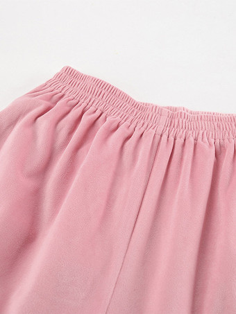 Ensemble deux pièces rose décontracté style streetwear col rabattu manches longues et pantalon