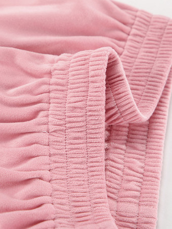 Ensemble deux pièces rose décontracté style streetwear col rabattu manches longues et pantalon