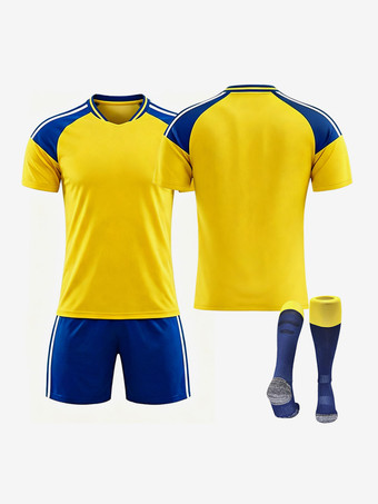 ViergeMaillot domicile Suède 2026 manches courtes color block tenue de sport personnalisée 3 pièces