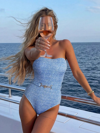 水着カバーアップセット ブルー セクシー レースアップ バックレス ホルター サマー水着