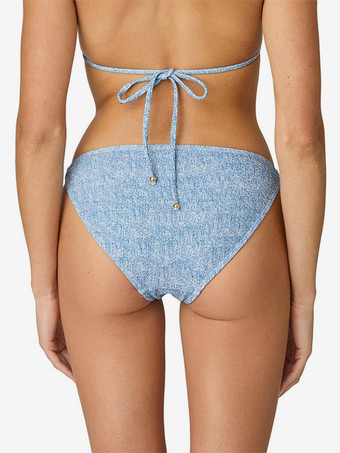 水着カバーアップセット ブルー セクシー レースアップ バックレス ホルターネック水着