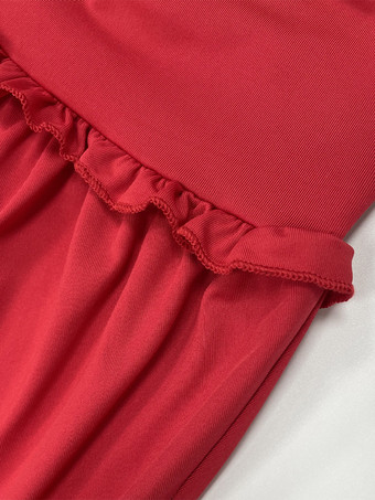 Ensemble deux pièces rouge chic streetwear : jupe plissée sans manches dos nu à bretelles