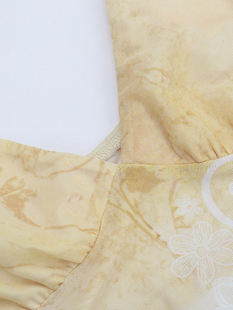Completo due pezzi giallo sexy streetwear con top senza maniche con scollo a V e gonna