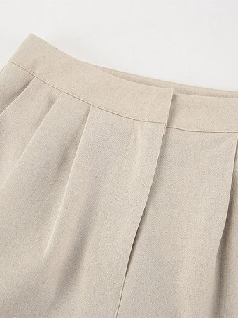 Ensemble deux pièces kaki chic décontracté au quotidien : haut sans manches en lin à col V et pantalon.