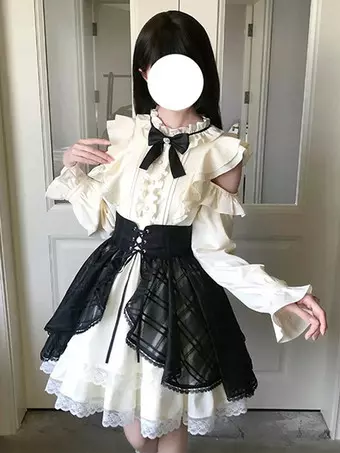 ゴスロリ ワンピース ブラック コットン ゴシックドレス ロリータ