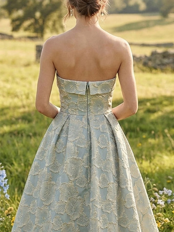 Robe de soirée trapèze bustier jacquard longueur cheville