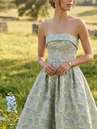 Robe de soirée trapèze bustier jacquard longueur cheville