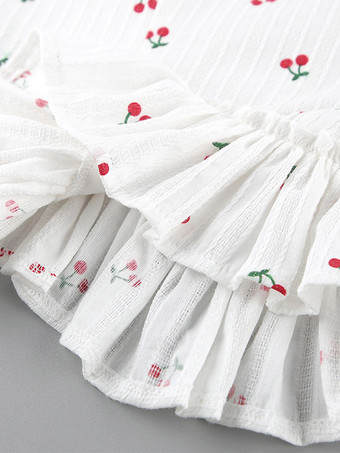 Débardeur blanc à col rond et volants bretelles fines en coton sexy pour femme