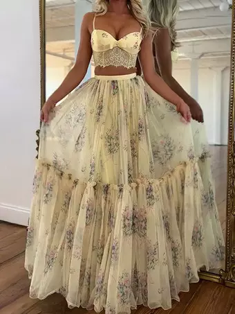 white and beige lace dress White & Beige Lace Midi Dress main image 1