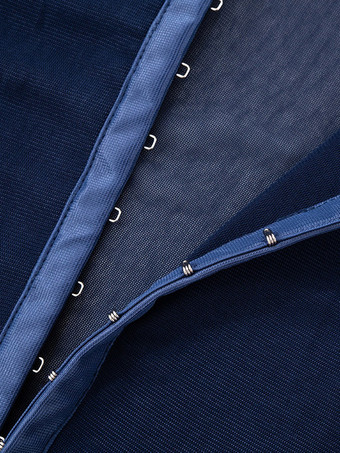 Body sans manches bleu à boutons et col montant pour femme