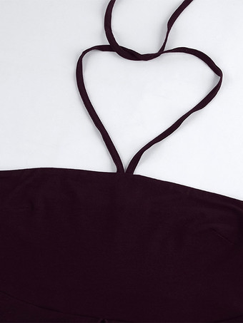Débardeur marron à volants dos nu en lycra spandex chic et élégant pour femmes