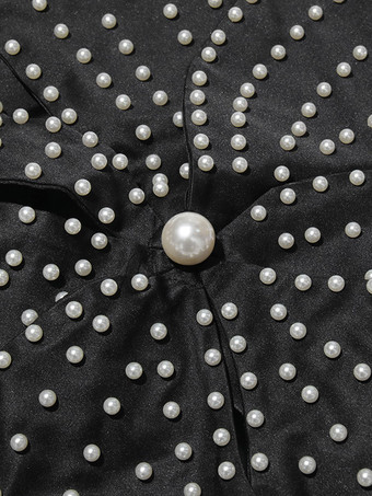 Haut court noir dos nu à fleurs et perles sans manches pour femme