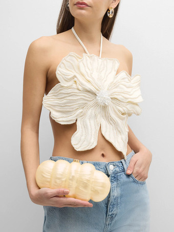 blanc Haut court noir dos nu à fleurs et perles sans manches pour femme