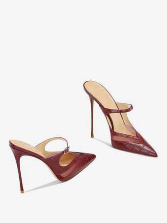 Mules à talons hauts à motif pierre chaussures à enfiler à talon aiguille