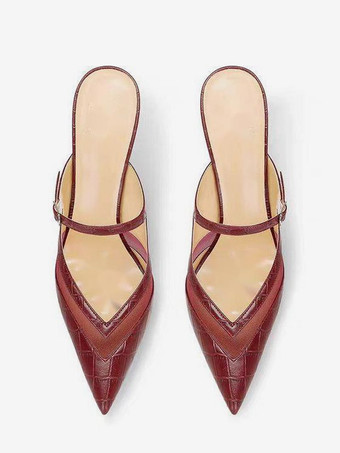 Mules à talons hauts à motif pierre chaussures à enfiler à talon aiguille