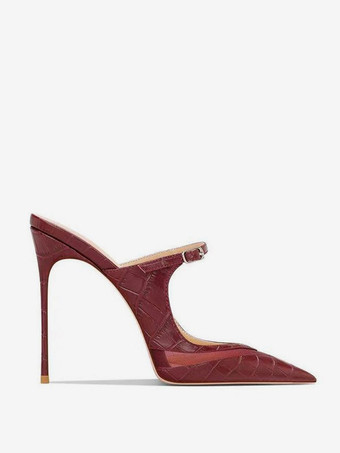 Mules à talons hauts à motif pierre chaussures à enfiler à talon aiguille