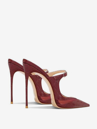 Mules à talons hauts à motif pierre chaussures à enfiler à talon aiguille