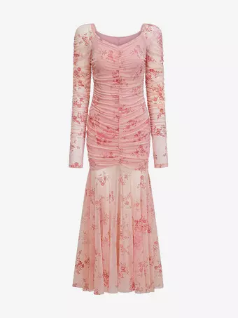 Party Dress Maxi Light Apricot Stand Collar Pleated Long Sleeves Printed Casual Dress - Milanoo.com Party Dress Maxi Light Apricot Stand Collar Pleated Long Sleeves Printed Casual Dress - Milanoo.com