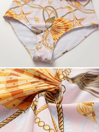 Ensemble maillot de bain jaune sexy drapé à col en V manches longues bouffantes