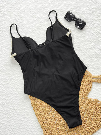 女性用ワンピース水着 レオパード柄 カットアウトストラップネック 夏用セクシー水着
