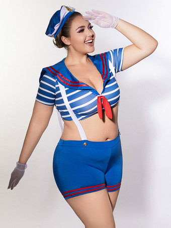 プラスサイズ セクシー セーラーコスチューム レディース レイブ クラブ ショーツ トップス ハロウィン衣装