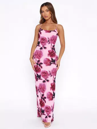 brazilian maxi dresses Plunge Neck Maxi Dress O-Ring Details