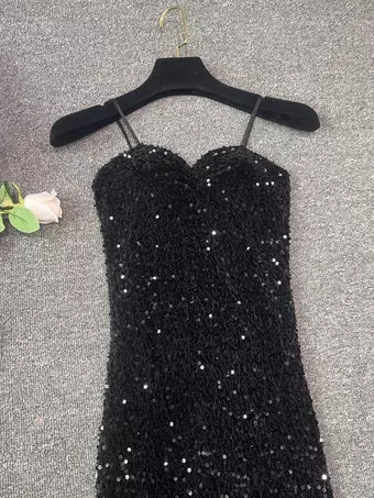 black sparkly club dress Women's Iva Mini Dress Black Sequin in Size Small by Outcast