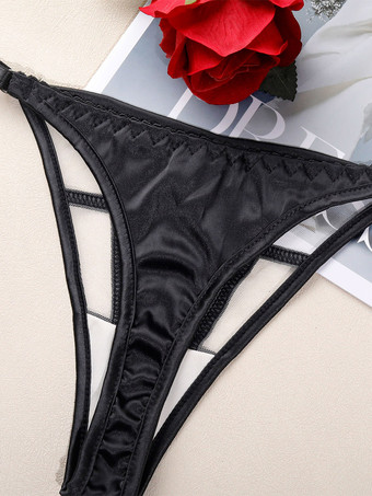 Ensembles de lingerie en dentelle noire à bretelles soutien-gorge cage culotte et porte-jarretelles