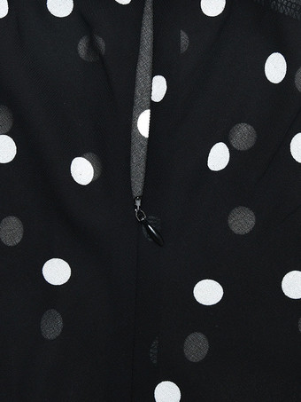 Robe de vacances maxi sans manches à pois col en V robe noire sexy