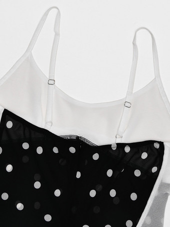 Robe de vacances maxi sans manches à pois col en V robe noire sexy