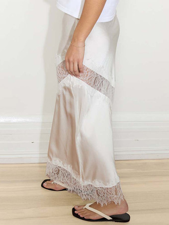 Jupes longues abricot en polyester chic pour le printemps bas pour femmes