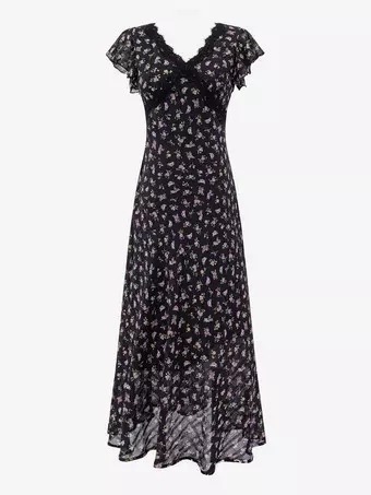 Daily Dresses Black Shaping Lace Short Sleeves High Collar Raised Waist Cap Sleeves Dress - Milanoo.com Daily Dresses Black Shaping Lace Short Sleeves High Collar Raised Waist Cap Sleeves Dress - Milanoo.com