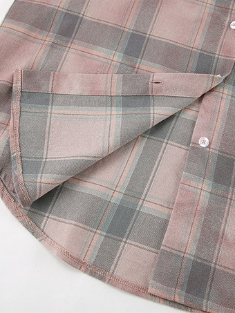 Veste femme à col rabattu cardigan à carreaux décontracté à manches longues