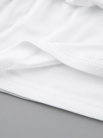 Ensemble deux pièces blanc à rayures chics col rond jupe sans manches