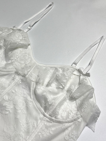 Robe blanche sexy mini dos nu à lacets sans manches col V pour une soirée en amoureux