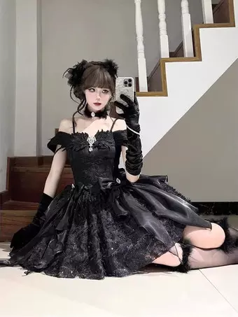 short black gothic dress Dresses | Babydoll, Skater & Lace Dresses it pairs well with boots or heels to complete your look. Witch Dress, Black Goth Dress,