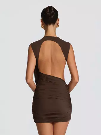 sleeveless backless mini dress A-Line Jewel Sleeveless Backless Short Black Satin Homecoming Dress US10 / Custom Color
