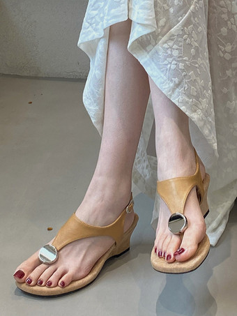marron clair Sandales compensées noires tongs chaussures sandales à détails métalliques
