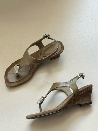 Vert  foncéSandales compensées noires tongs chaussures sandales à détails métalliques