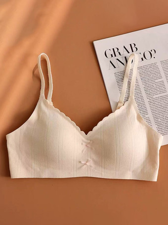 シームレスワイヤレスブラ、快適で柔らかなブラレット、スカラップエッジ付き