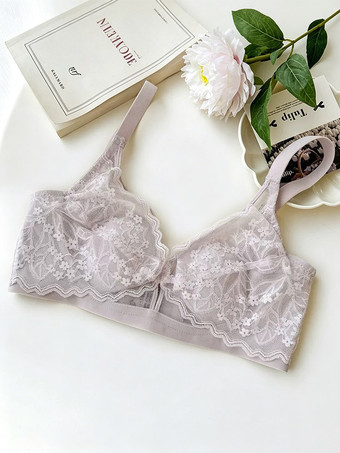 LavandeSoutien-gorge triangle en dentelle florale sans armatures disponible en 3 couleurs