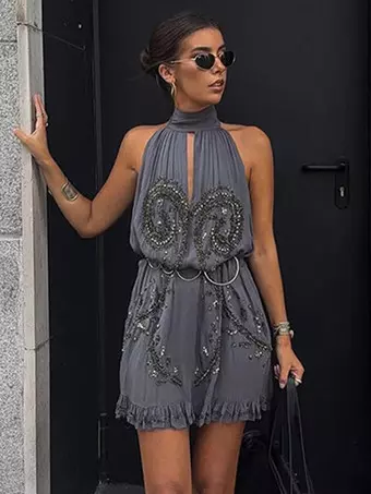 halter semi formal dress Party Dress Maxi Light Sky Blue Rhinestone Halter Satin Sexy Flowy Semi  Formal Dress
